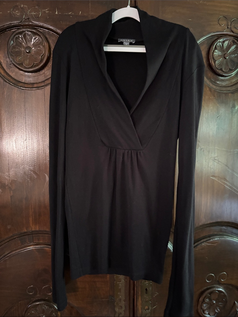 Lilla P Black Long-Sleeve Surplice Knit Top Dress